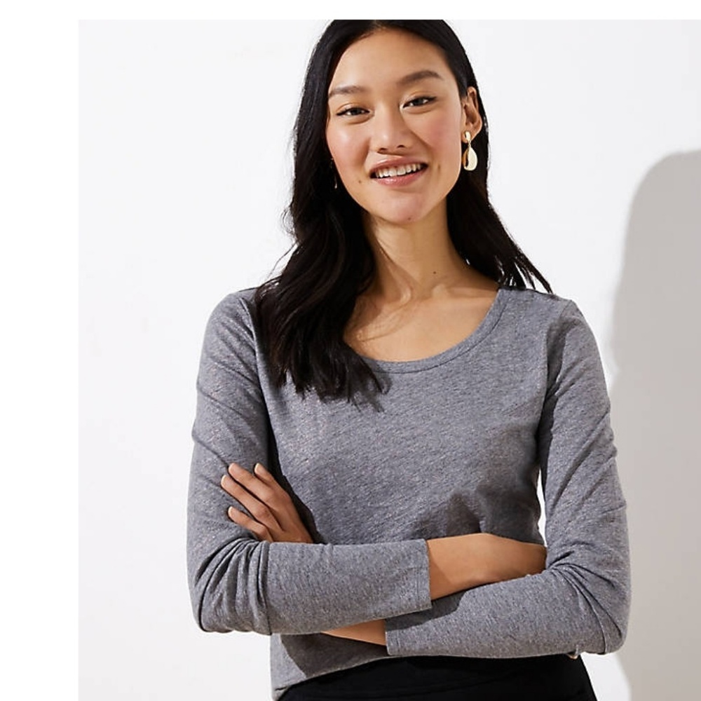 LOFT vintage soft shimmer tee gray large NWT